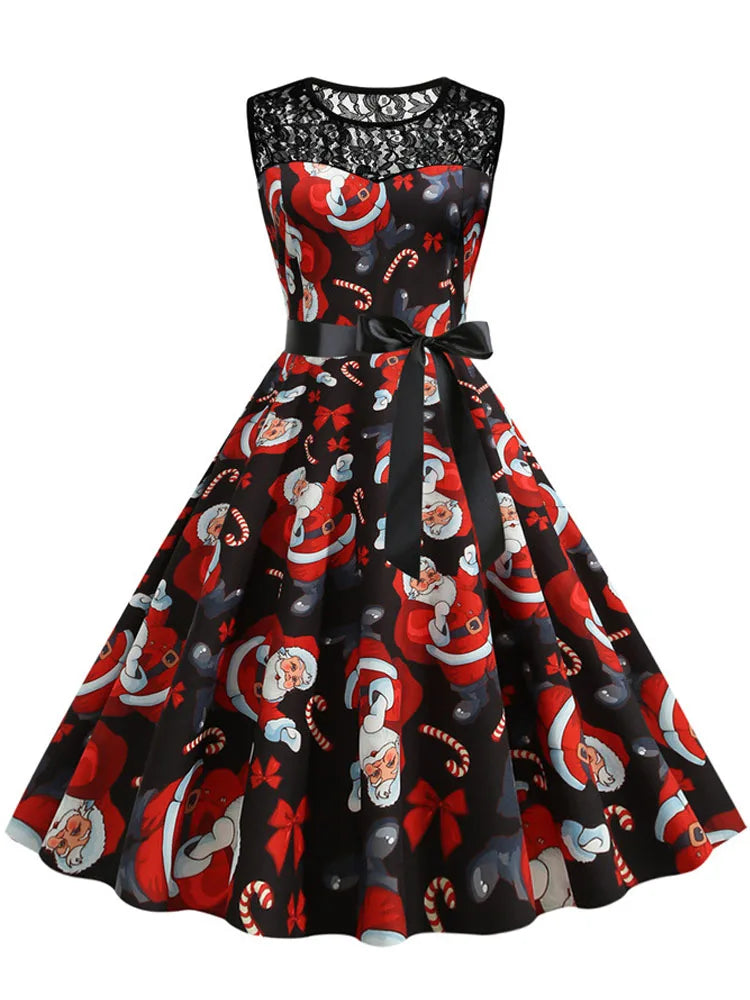 Lace Patchwork Retro Casual Dress