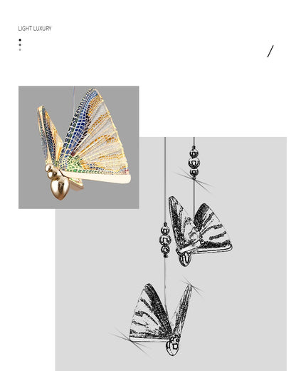 Lustre suspendu à LED papillon nordique