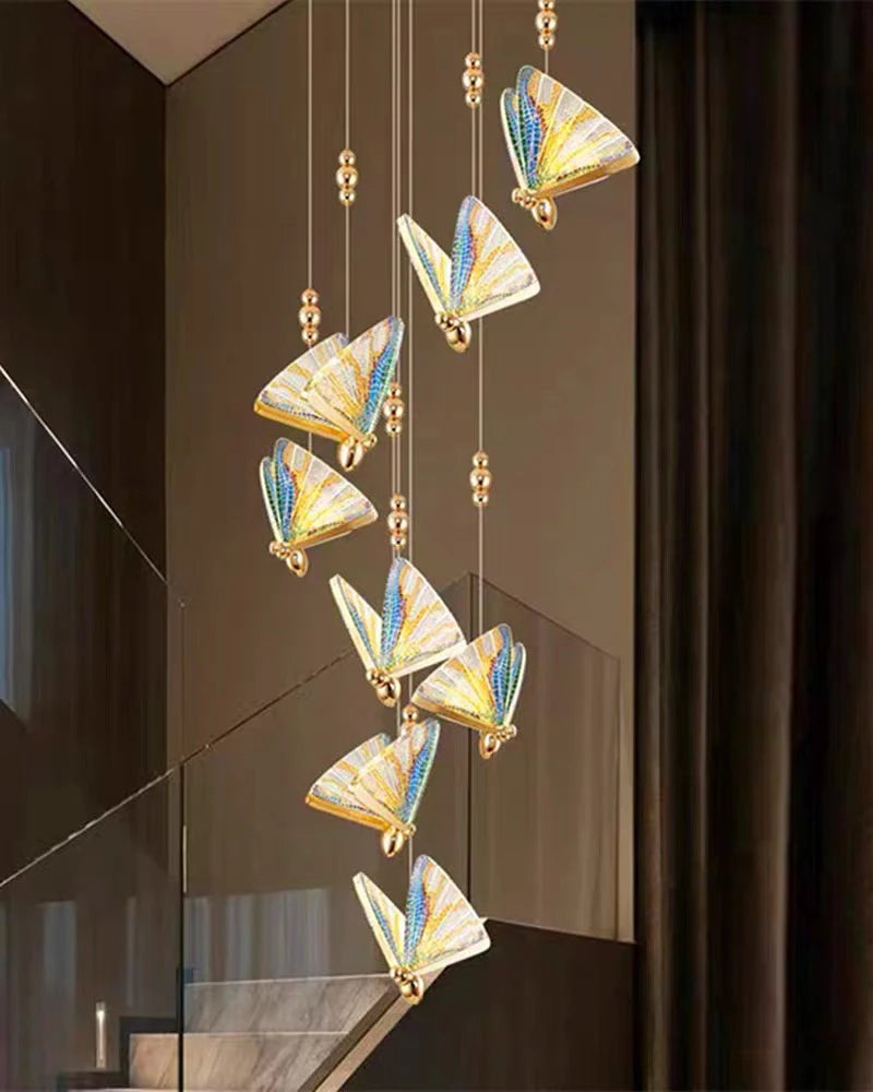 Lustre suspendu à LED papillon nordique