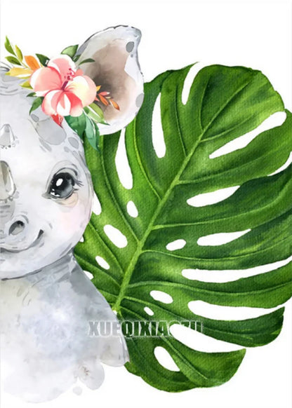 Peinture de dessin animé animal broderie diamant point de croix plante feuille