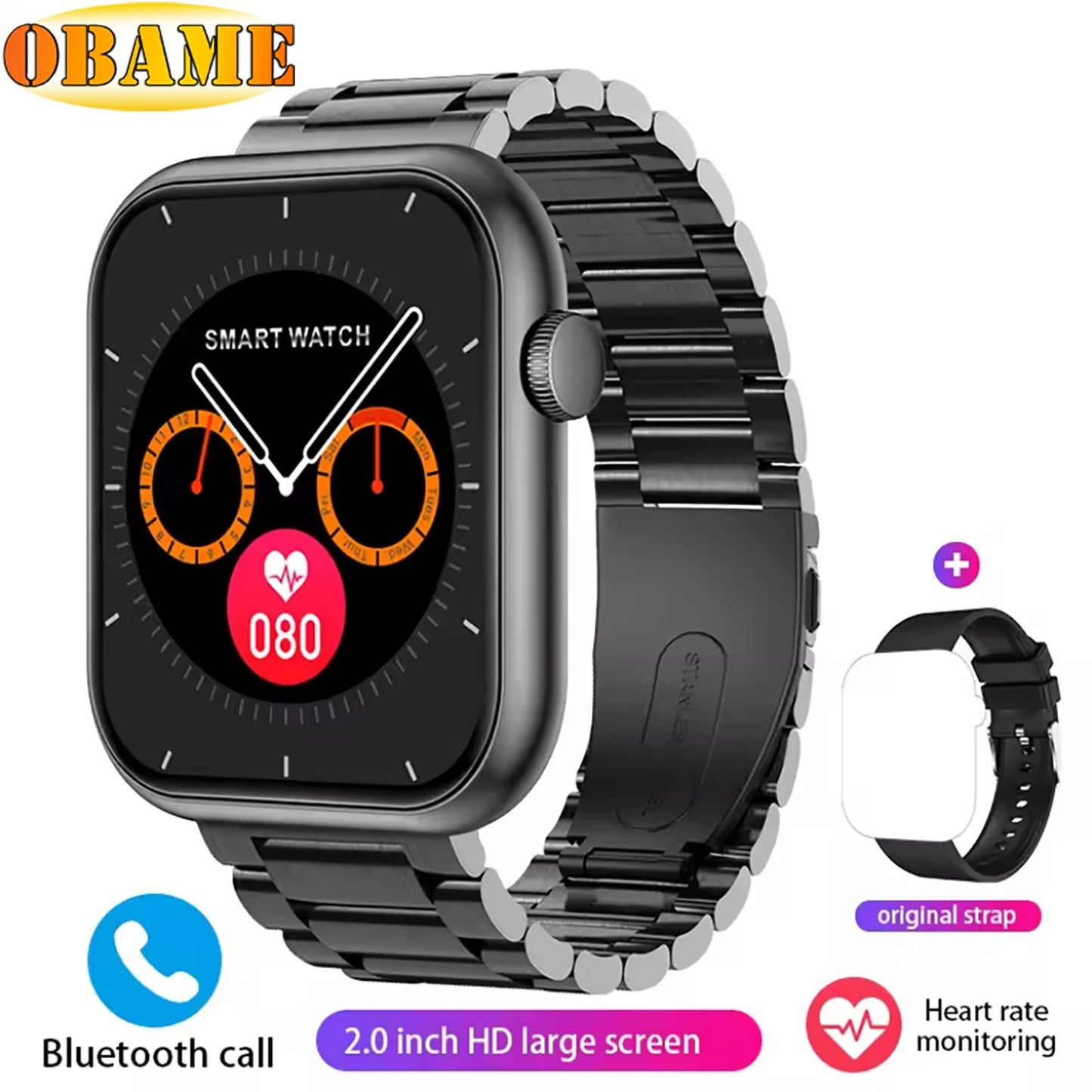 Men's Waterproof Touch Screen Bluetooth call Heart Watches