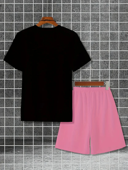 Survêtement d'été à manches courtes pour homme avec imprimé ours