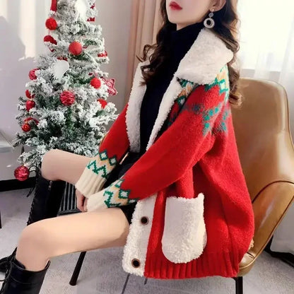 red sweater women
