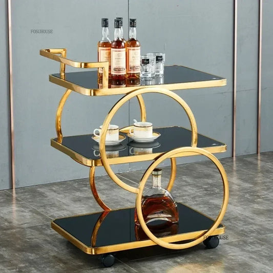 Metal Rolling Bar Kitchen Trolley