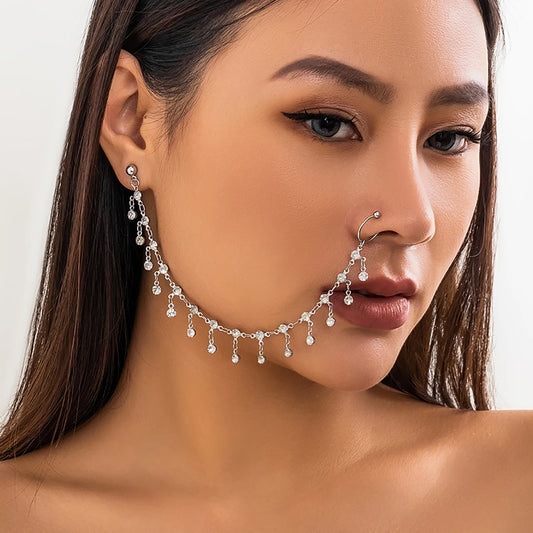 Rhinestone Charm Clip-On Nose Rings
