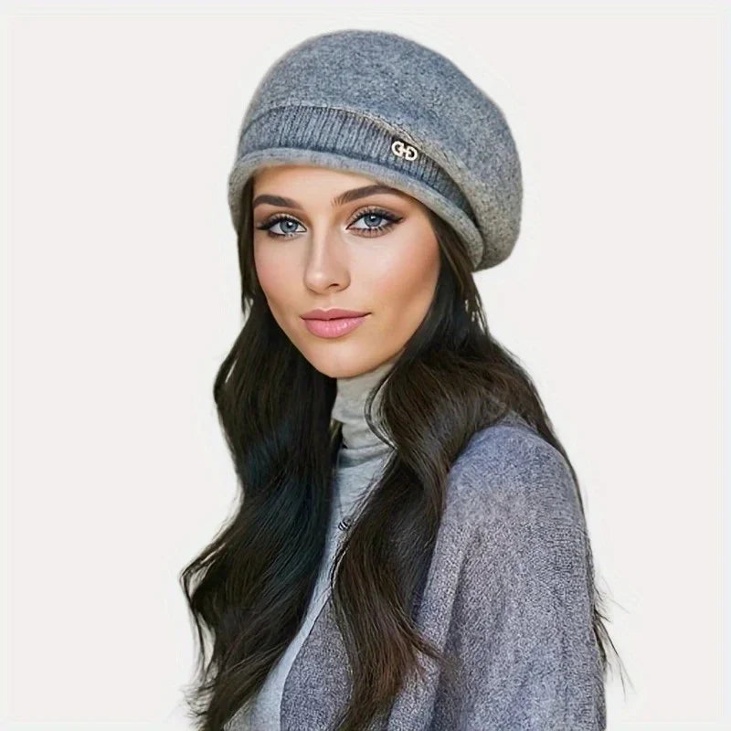 Women's Knit Beret Tweed Winter Caps