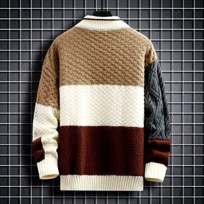 Patchwork O Neck Casual Sweaters for Man