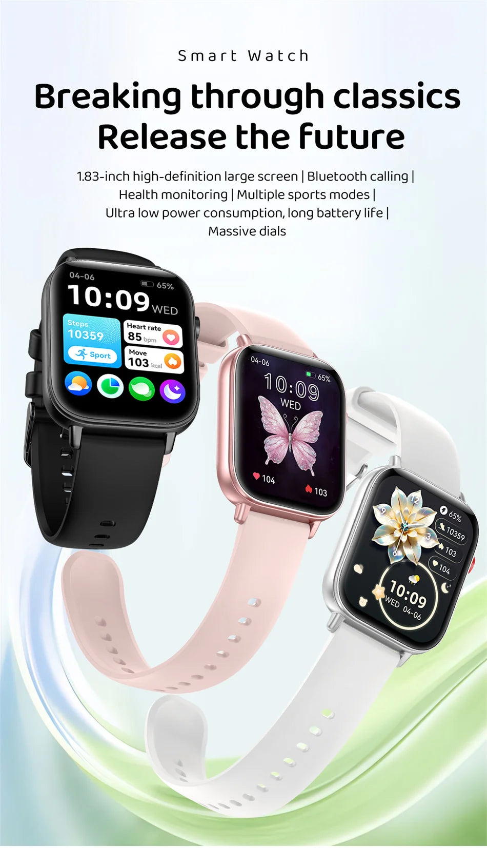 Unisex HD Touch Screen Sports Fitness Tracker Bluetooth Call Smartwatches