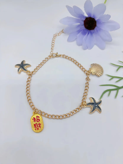 Bracelet de cheville unisexe rétro à deux paillettes pour l'été