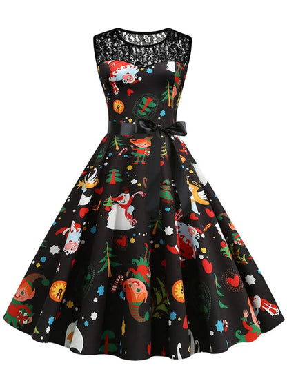 Lace Patchwork Retro Casual Dress