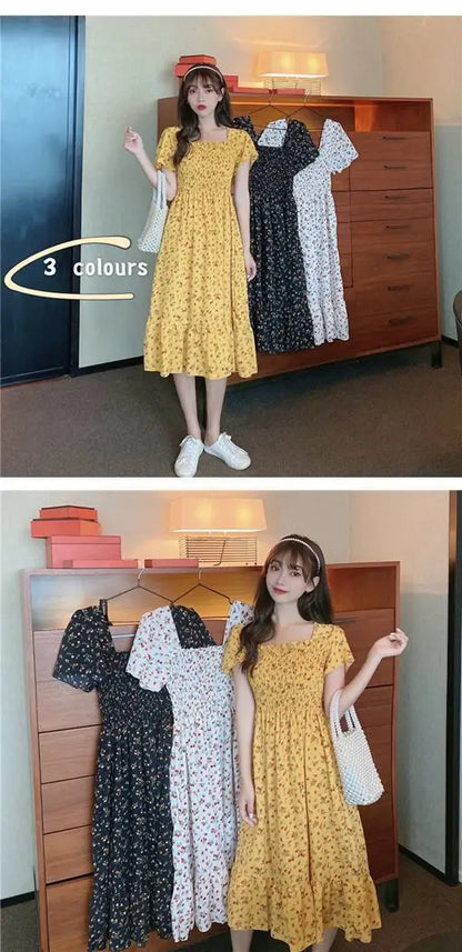 Kurzärmliges Sommerkleid mit Blumenmuster