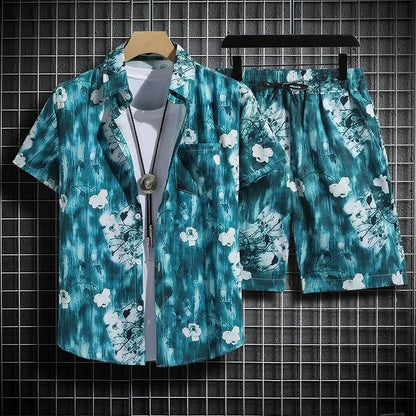 Summer Short-Sleeved Floral Men's Tracksuit