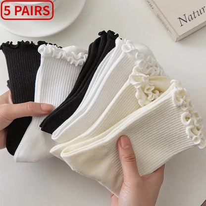 Chaussettes à volants en coton pour femmes