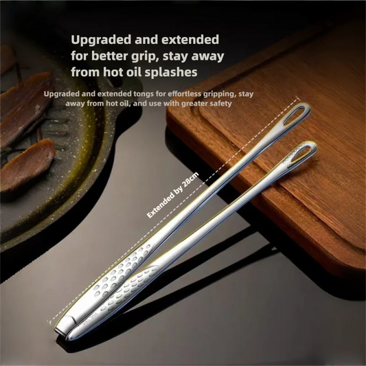 Long Handle Non-Slip Stainless Steel BBQ Tongs