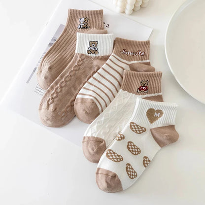 Chaussettes à imprimé ours et cœurs pour femme