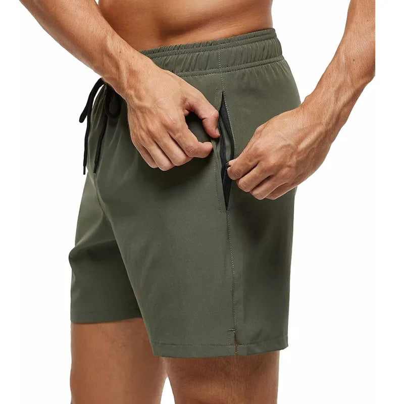 Men's Quick-Dry Beach Shorts with Zipper Pockets