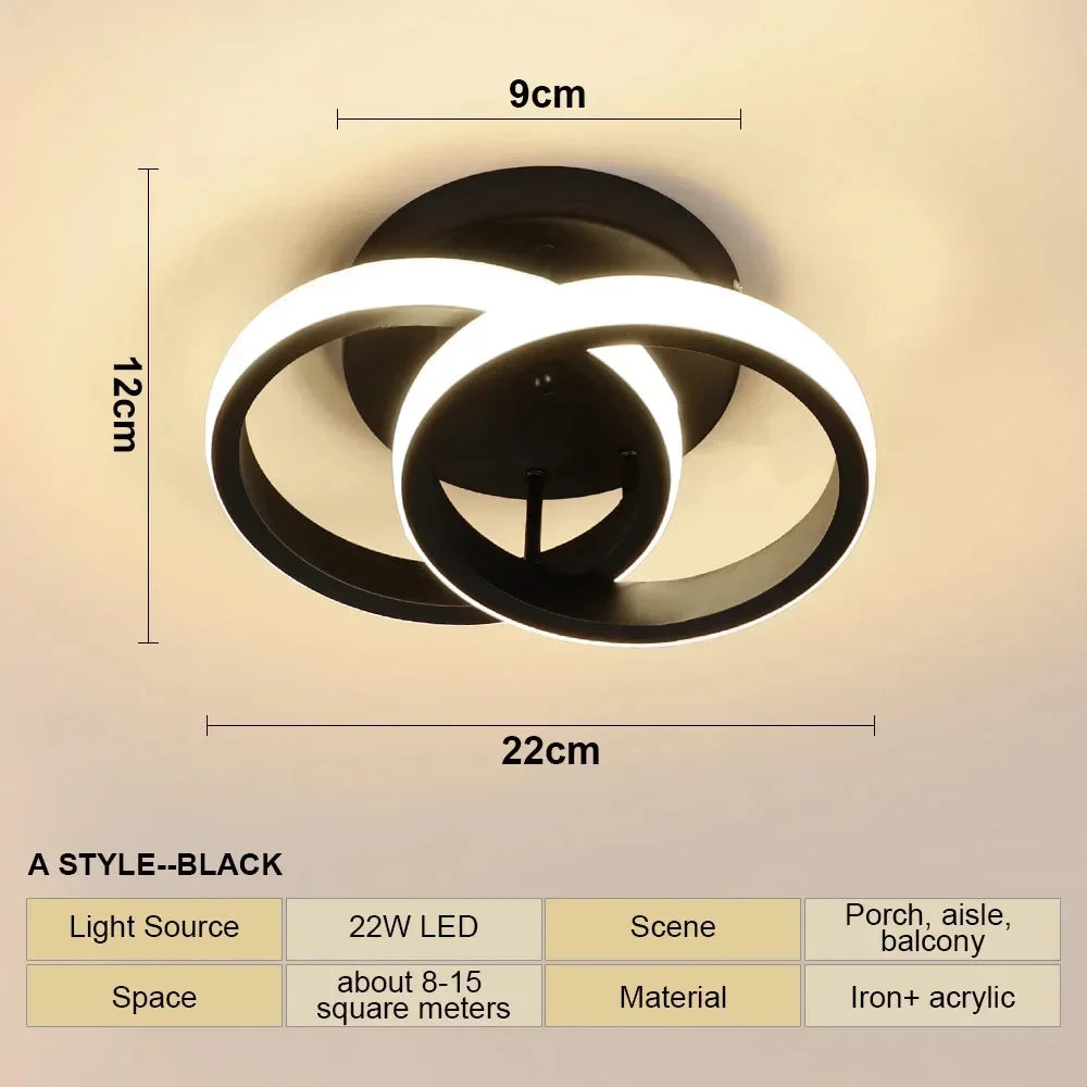 Plafonnier LED carré et double anneau