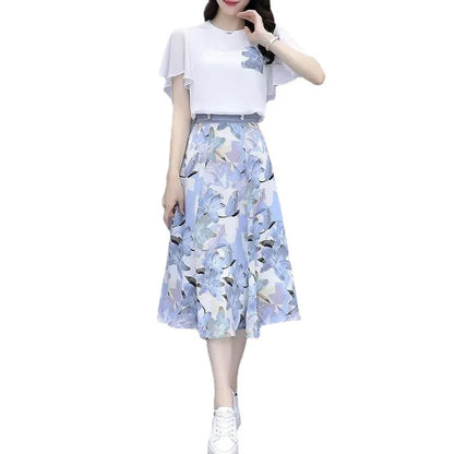 Women's Floral Summer T-shirts & Skirts Set