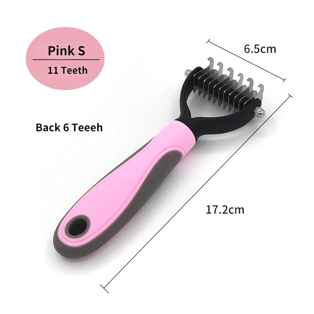 Brosse coupe-noeud double face en fourrure pour animaux de compagnie