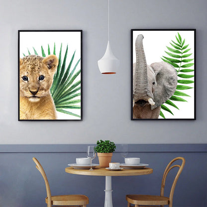 Peinture de dessin animé animal broderie diamant point de croix plante feuille