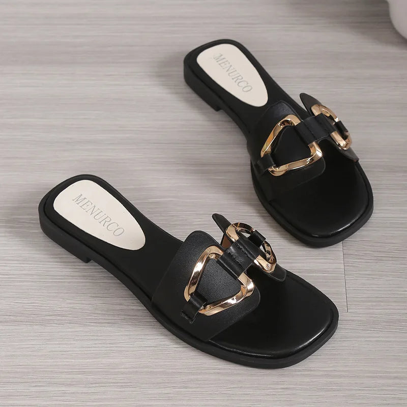 Chic Buckle Design Women's Flat Sandals