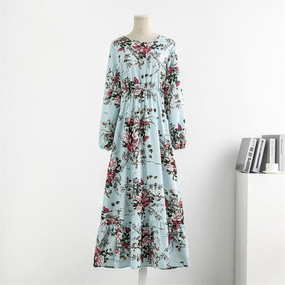 Floral Printed Muslim Maxi Dress