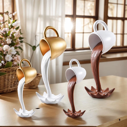 Floating Spilling Coffee Cup Sculpture Art