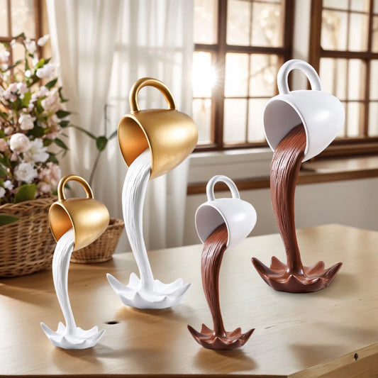 Floating Spilling Coffee Cup Sculpture Art