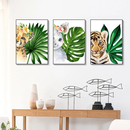 Peinture de dessin animé animal broderie diamant point de croix plante feuille