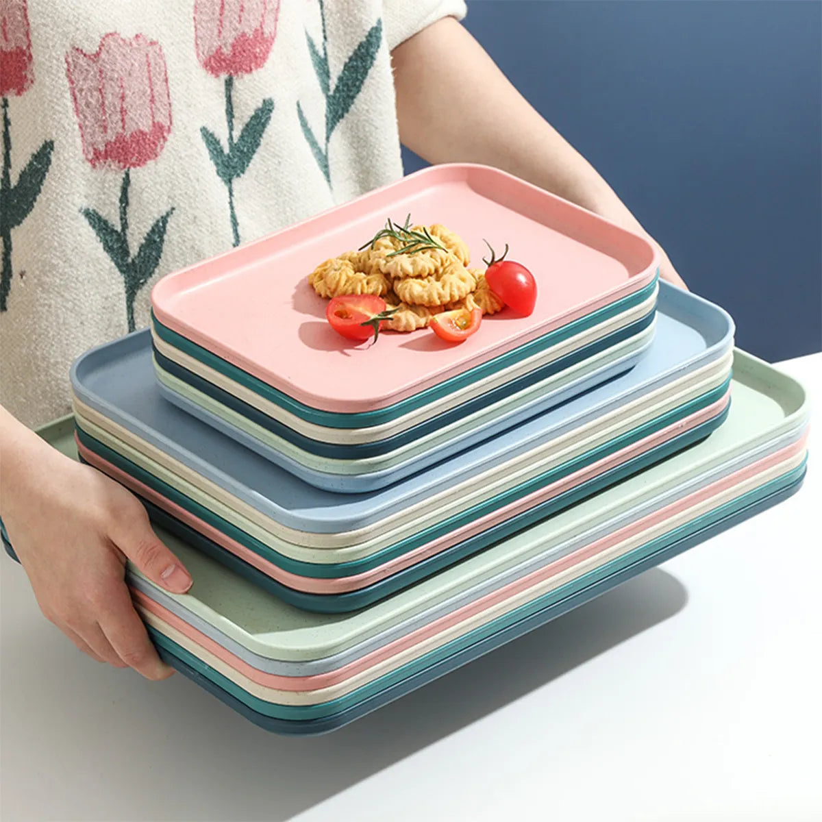 Multi-Purpose Rectangular Plastic Tea Cup Tray