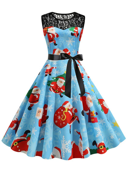 Lace Patchwork Retro Casual Dress