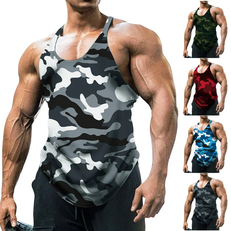 Herren-Fitnessweste im Camouflage-Stil, ärmellos