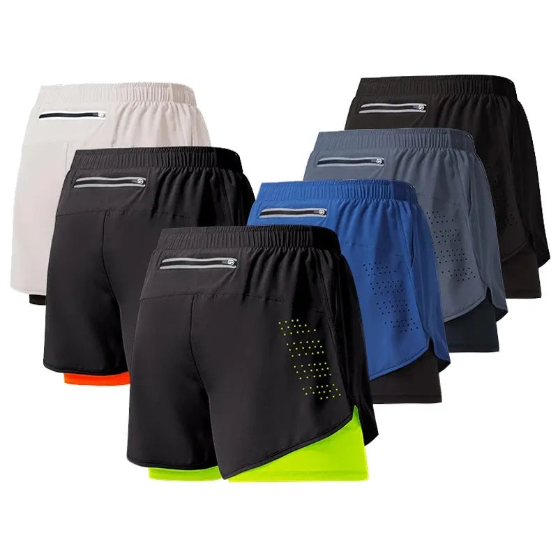 Men's Quick-Dry Double Layer Running Shorts