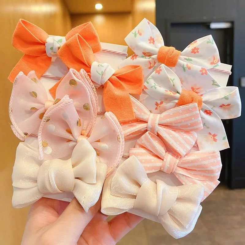 Colorful Flower Bowknot Hair Ties for Girls