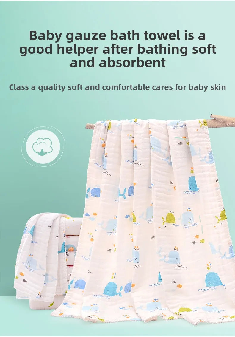 Serviette de bain tricotée en coton 6 couches pour bébé