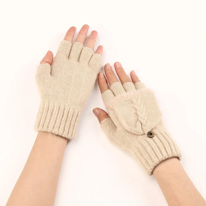 Knitted Fingerless Wool Gloves