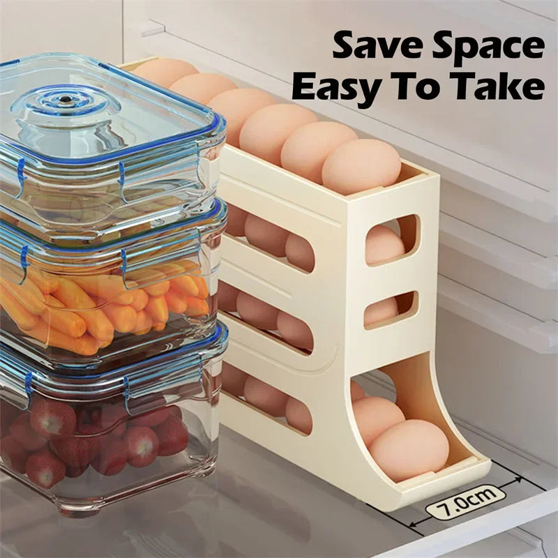 Rolling Egg Storage Box for Refrigerator Organizer