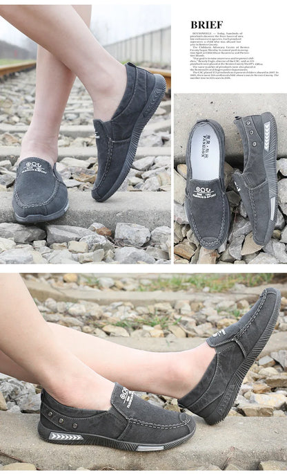 Men's Slip On Denim Canvas High Top Sneakers