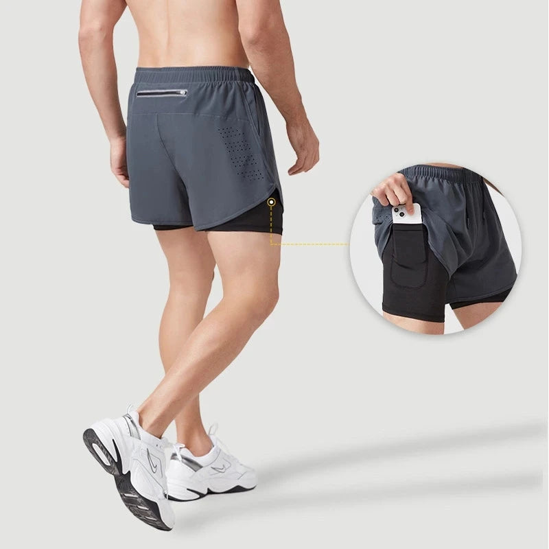 Men's Quick-Dry Double Layer Running Shorts