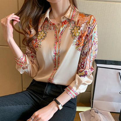 Long Sleeve Floral Print Casual Tops