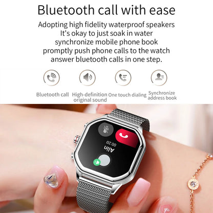 1.4 HD Bluetooth appel étanche et moniteur de fréquence cardiaque dames Smartwatch