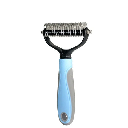Brosse coupe-noeud double face en fourrure pour animaux de compagnie