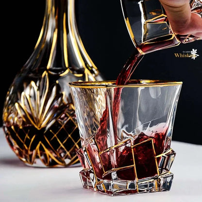 Ensemble de verres et gobelets à whisky en cristal Gold Line