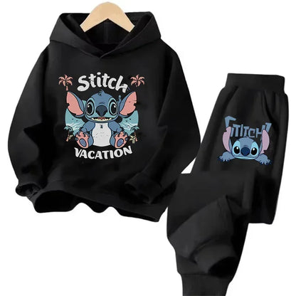 Kid's Stitch Anime Casual Hoodies Set