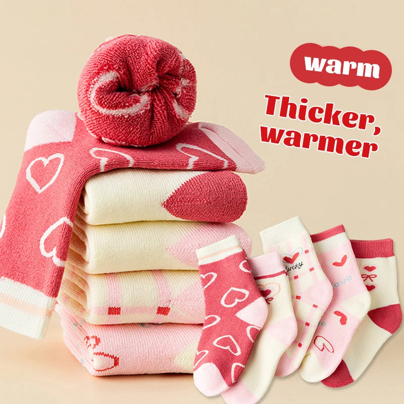 5 Pairs Sweet Love Winter Terry Socks