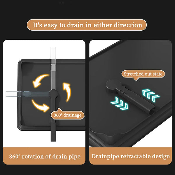 Mehrstufiger Abtropfkorb aus Metall für die Küche mit platzsparender vertikaler Aufbewahrung.