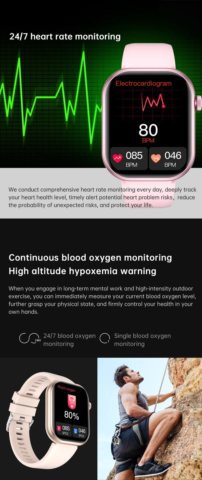 Men's Waterproof Touch Screen Bluetooth call Heart Watches