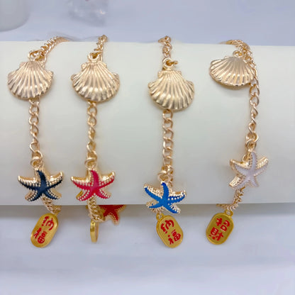 Bracelet de cheville unisexe rétro à deux paillettes pour l'été