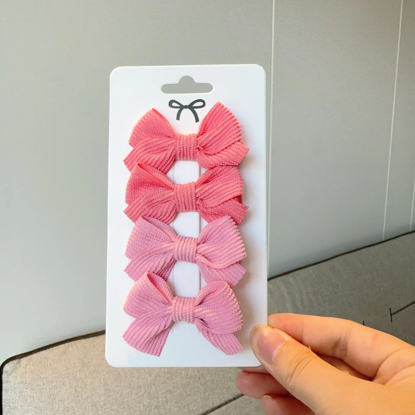 6/10pc Kids Solid Color Ribbon Bow Hair Clips