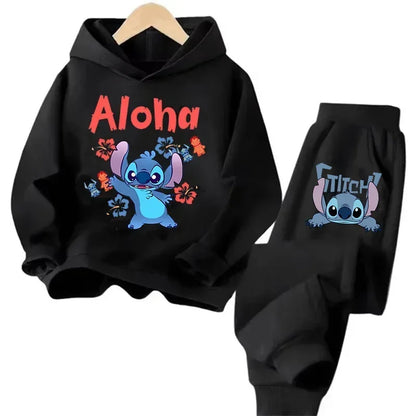 Kid's Stitch Anime Casual Hoodies Set